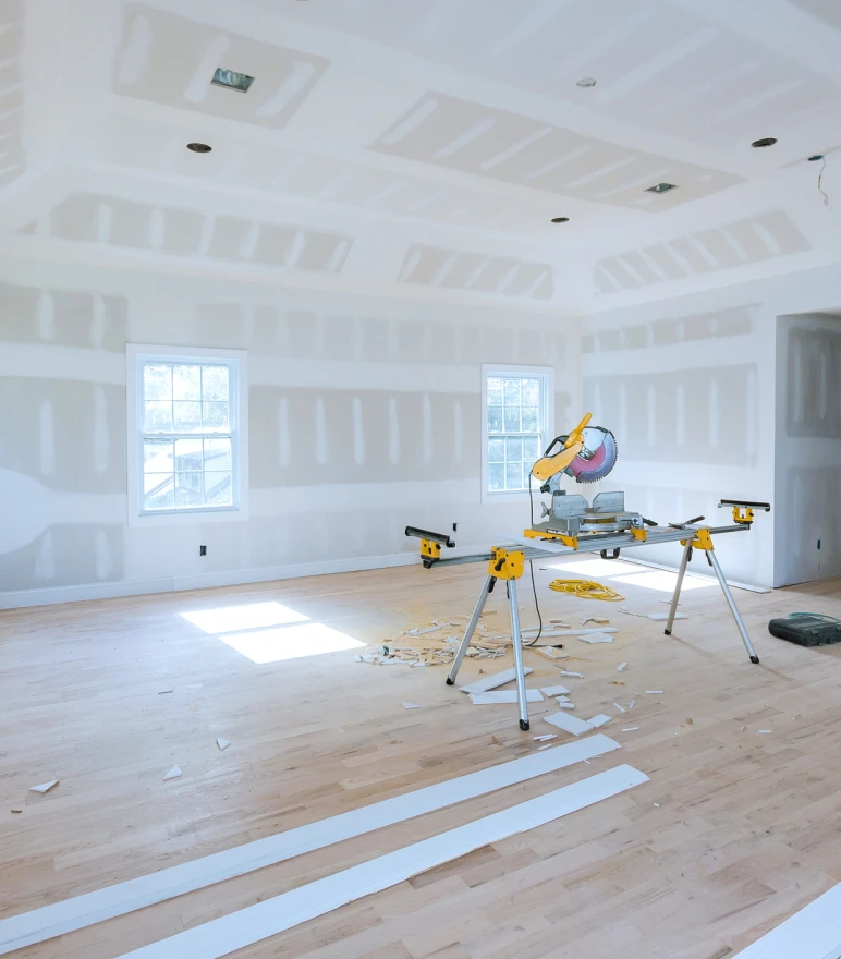 Unfinished room with construction tools
